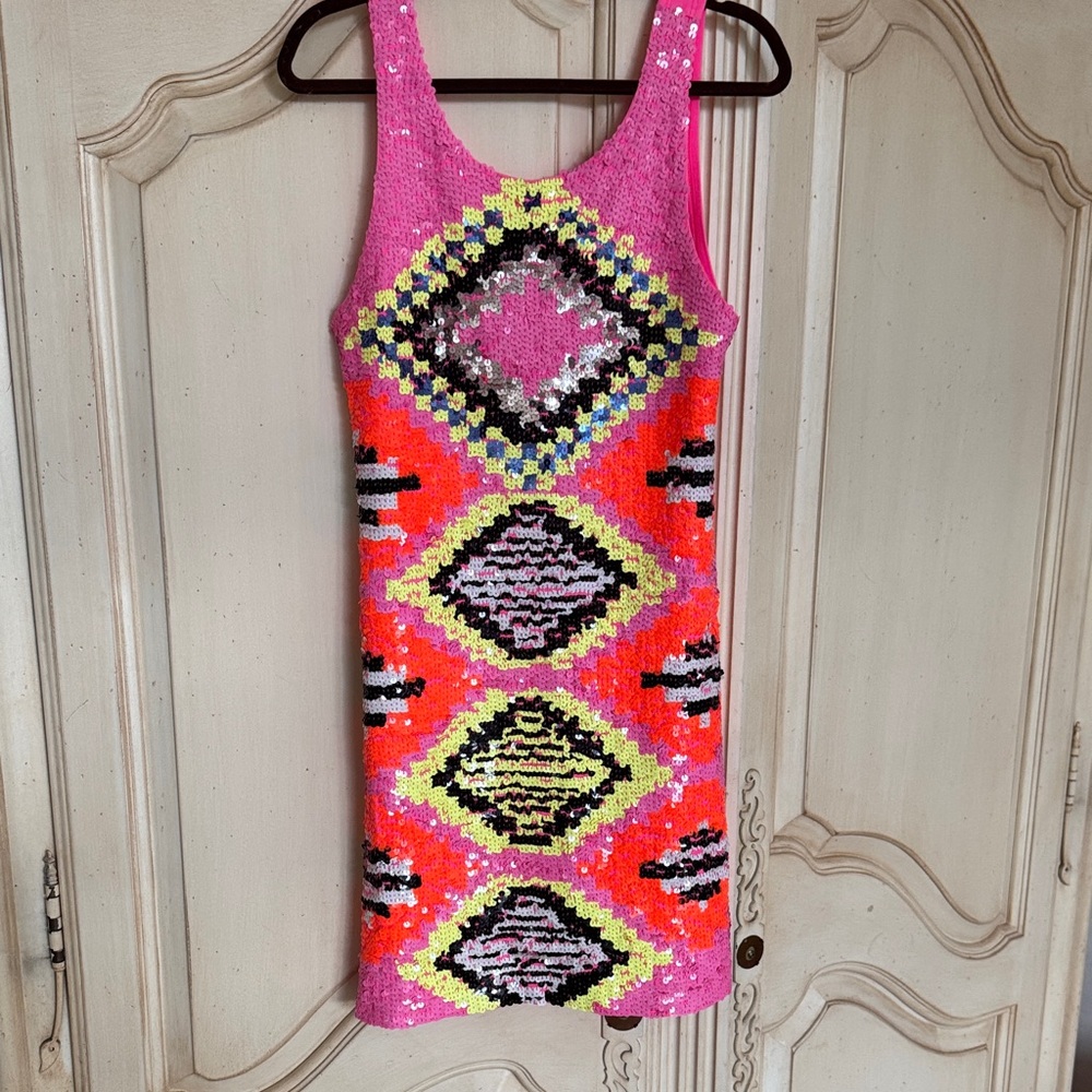 Flowers by Zoe Pink and Black Geometric Kids Dress